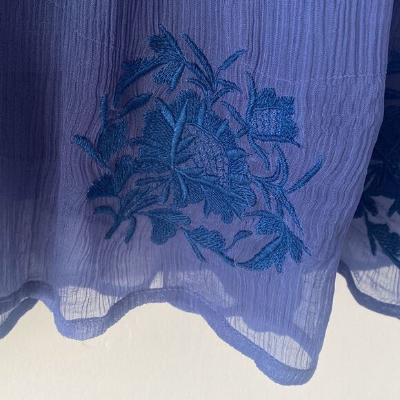 Sundance Led By Dreams Dress Blue Embroidered Floral Sheer XL Boho Old Money - Picture 11 of 12